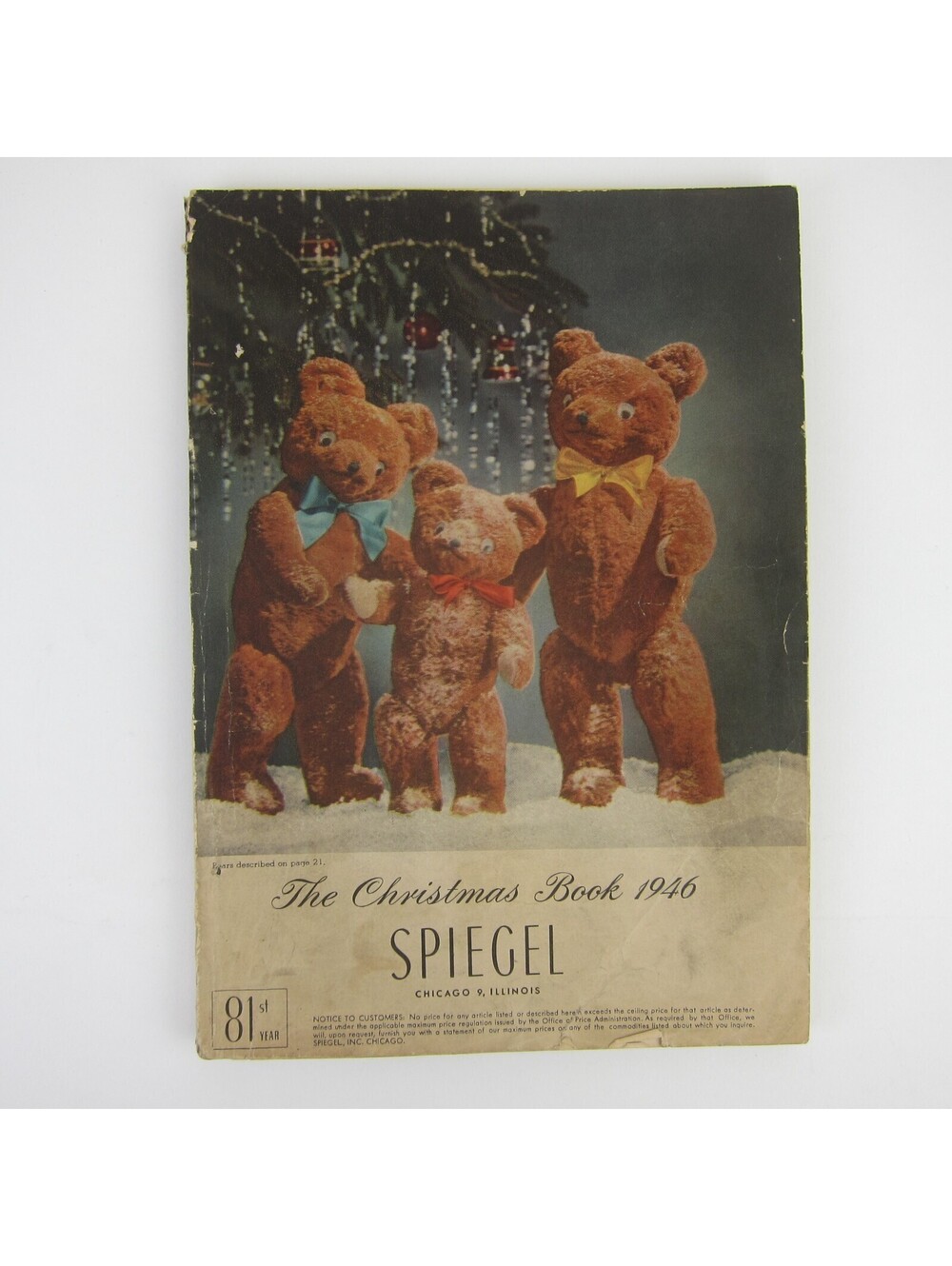 Spiegel Christmas Catalog Holiday Teddy Bear Cover Toy Fashion Home Vintage 1946